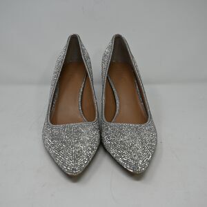 INC Zitah 7M Silver Crystal Pointed Toe Pumps Rhinestone Heels